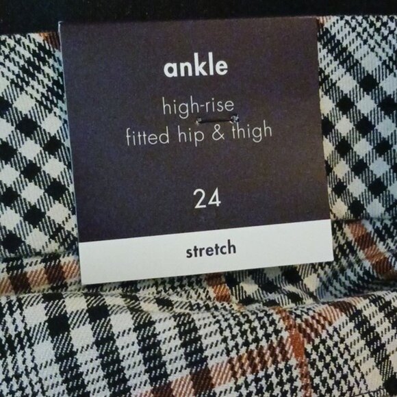 Ava & Viv Pants High Rise Straight Leg Ankle Stretch Plaid Womens Plus Size 24 - Picture 5 of 7